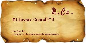 Milovan Csanád névjegykártya